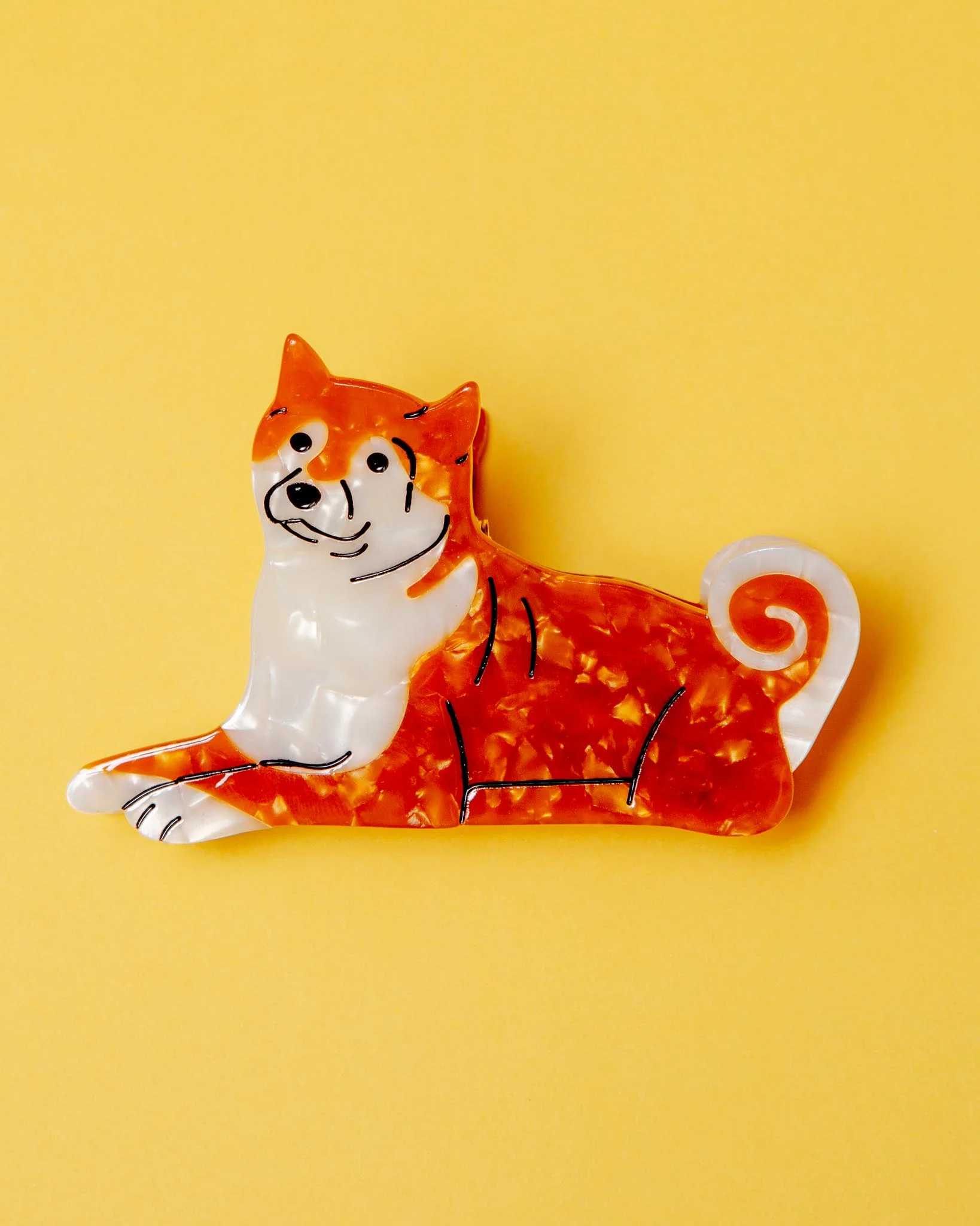 Hand Painted Shiba Inu Hair Clip