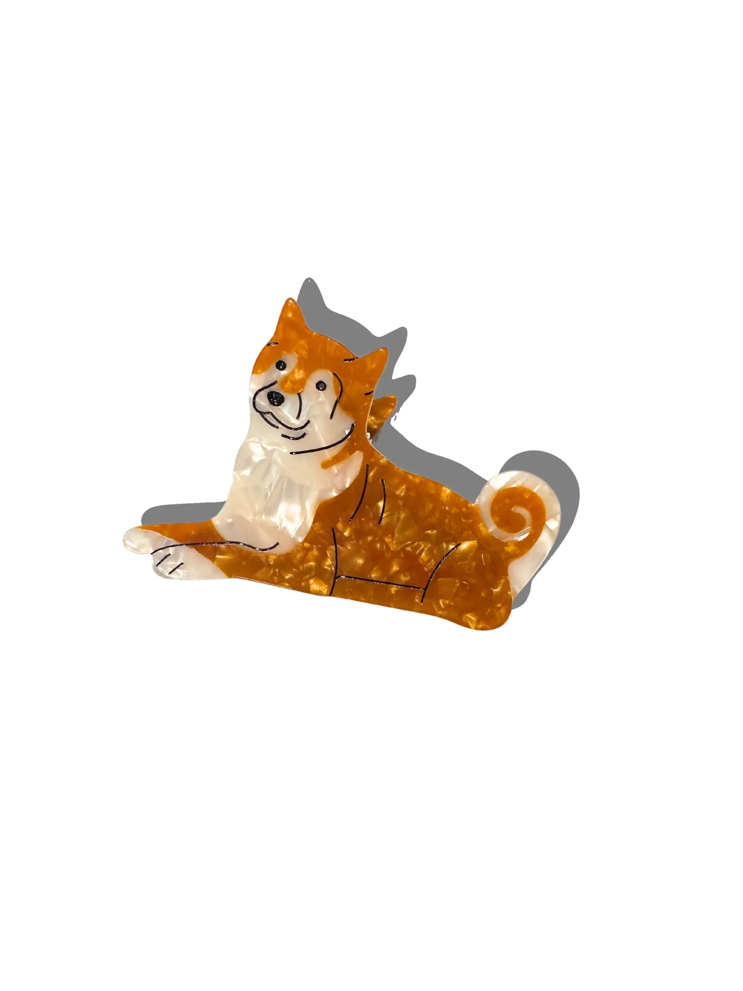 Hand Painted Shiba Inu Hair Clip - Image 2