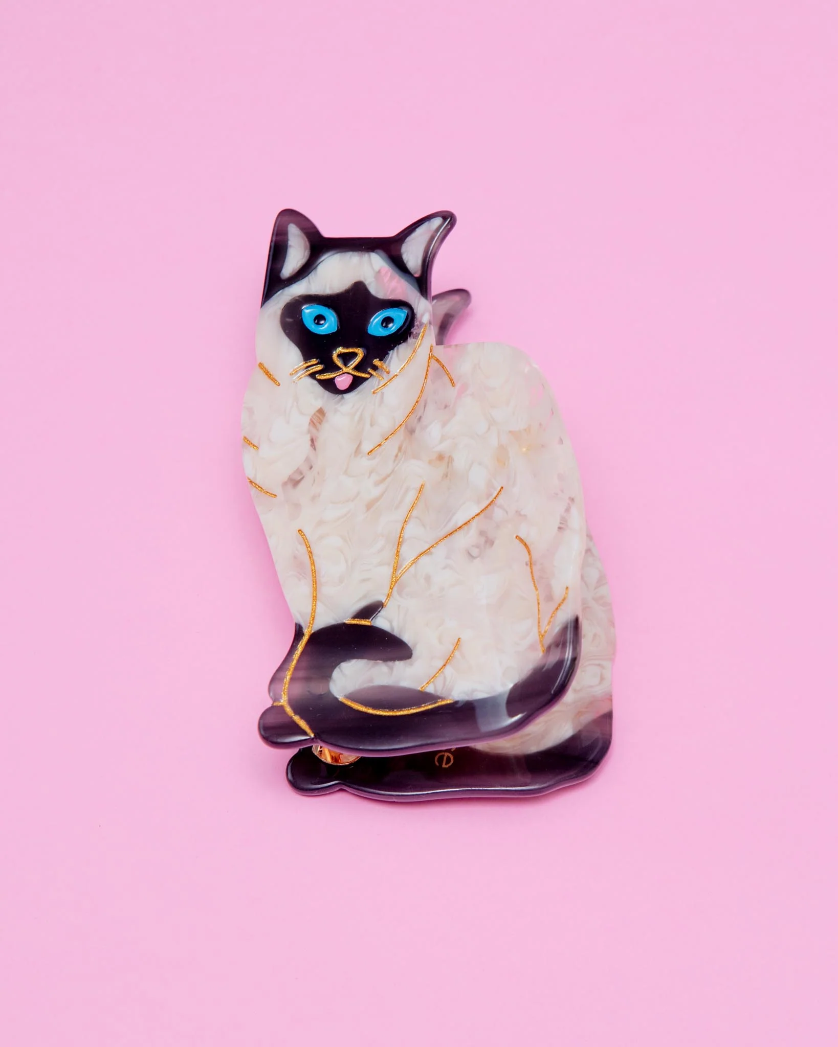 Hand Painted Siamese Cat Hair Clip