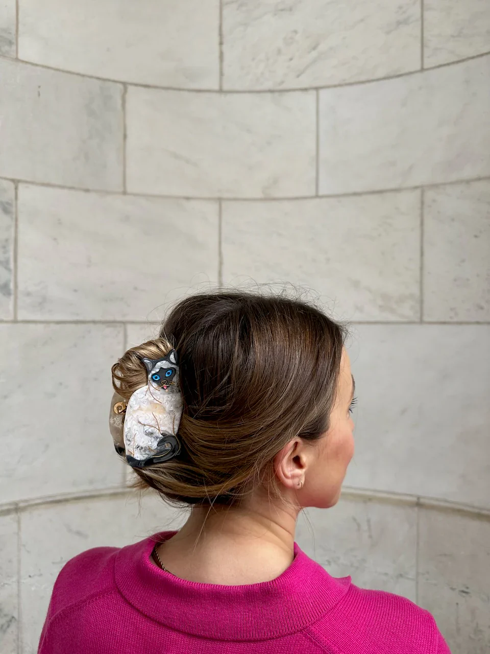 Hand Painted Siamese Cat Hair Clip - Image 3