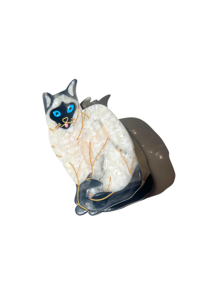 Hand Painted Siamese Cat Hair Clip - Image 4
