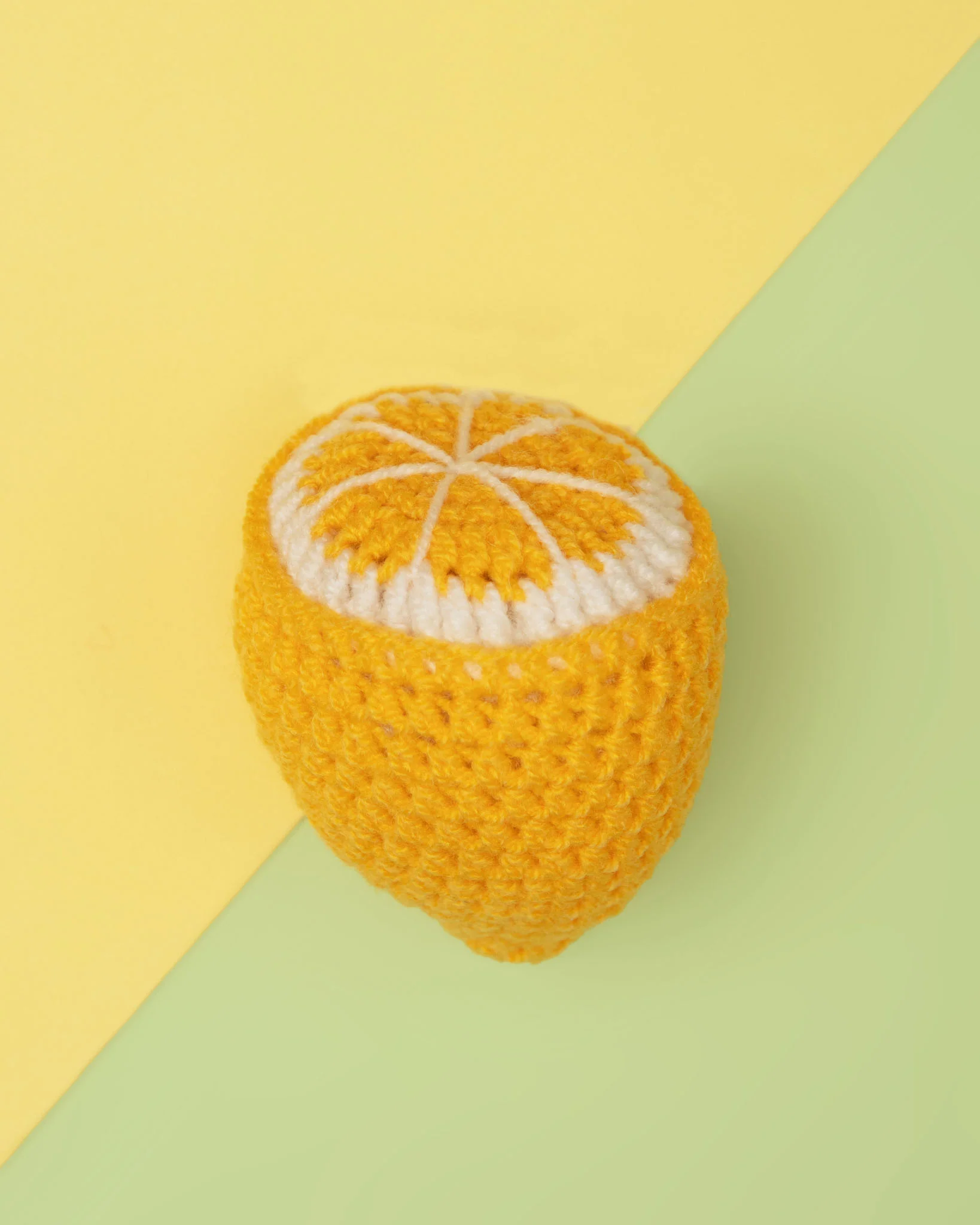Hand-Knit Lemon Squeaky Dog Toy
