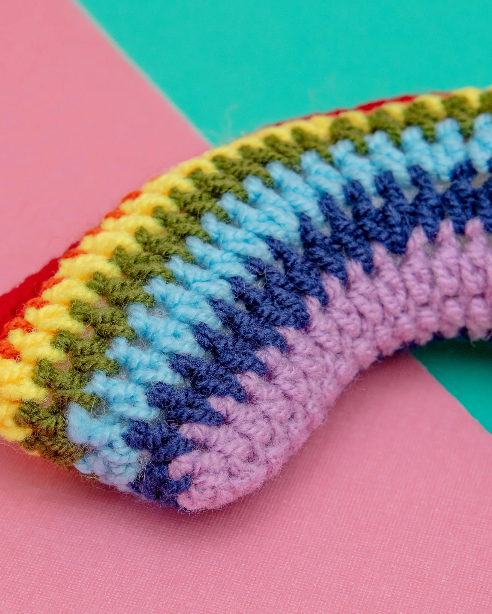 Hand-Knit Rainbow Squeaky Dog Toy - Image 2