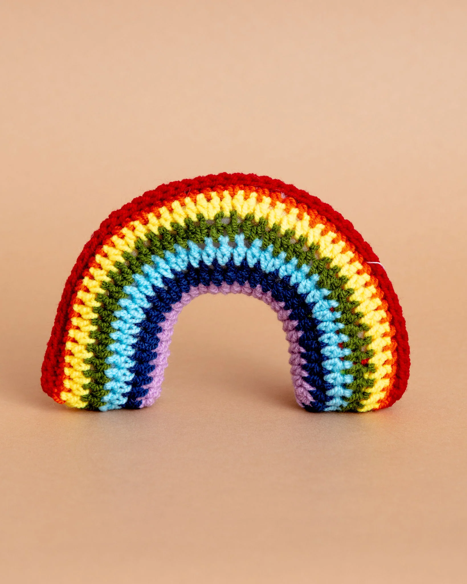 Hand-Knit Rainbow Squeaky Dog Toy - Image 3