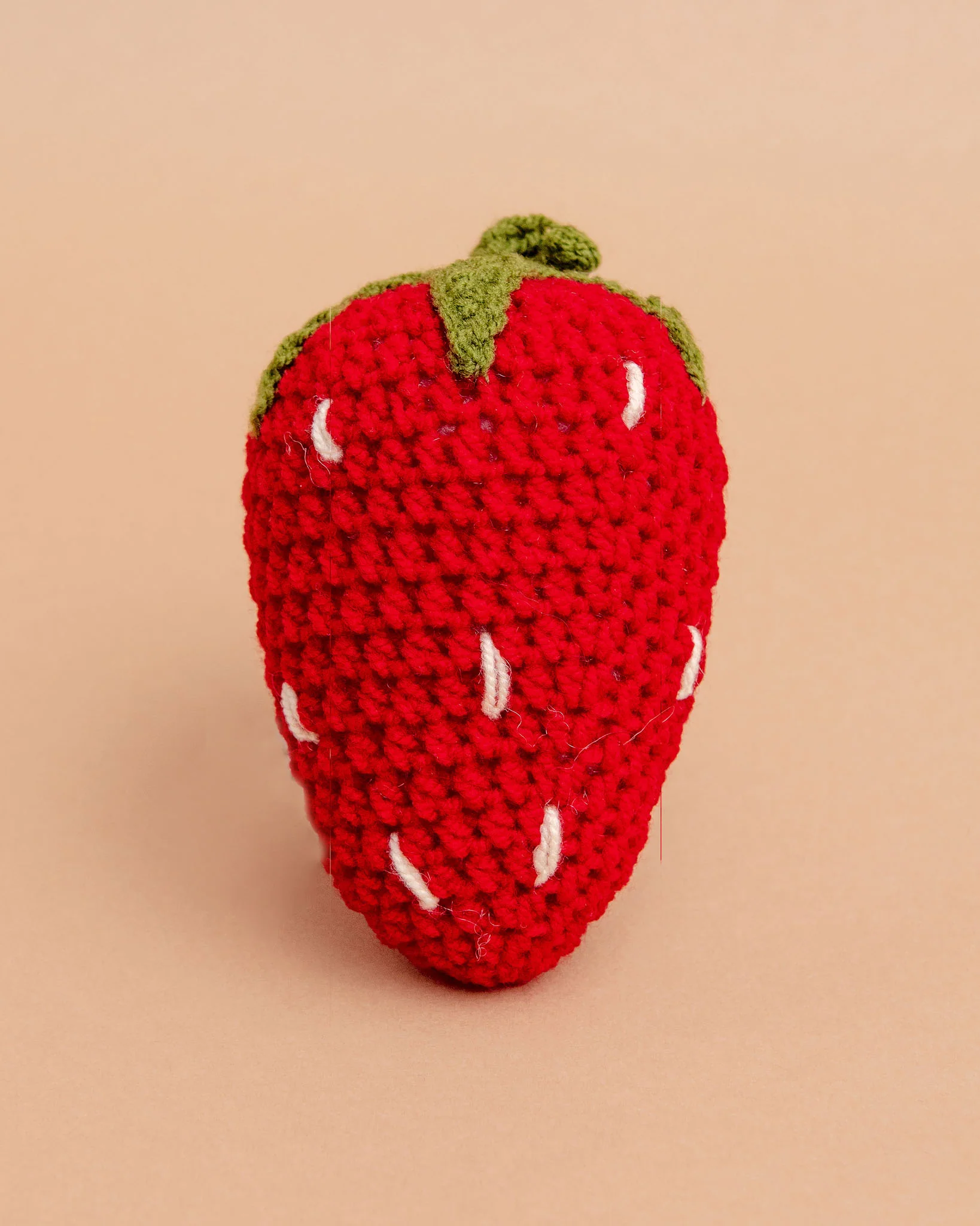 Hand-Knit Strawberry Squeaky Dog Toy - Image 2