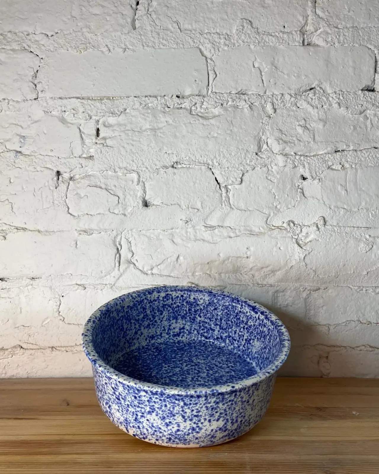 Handmade Ceramic Dog Bowl in Blue Speckle (Made in the USA) - Image 2