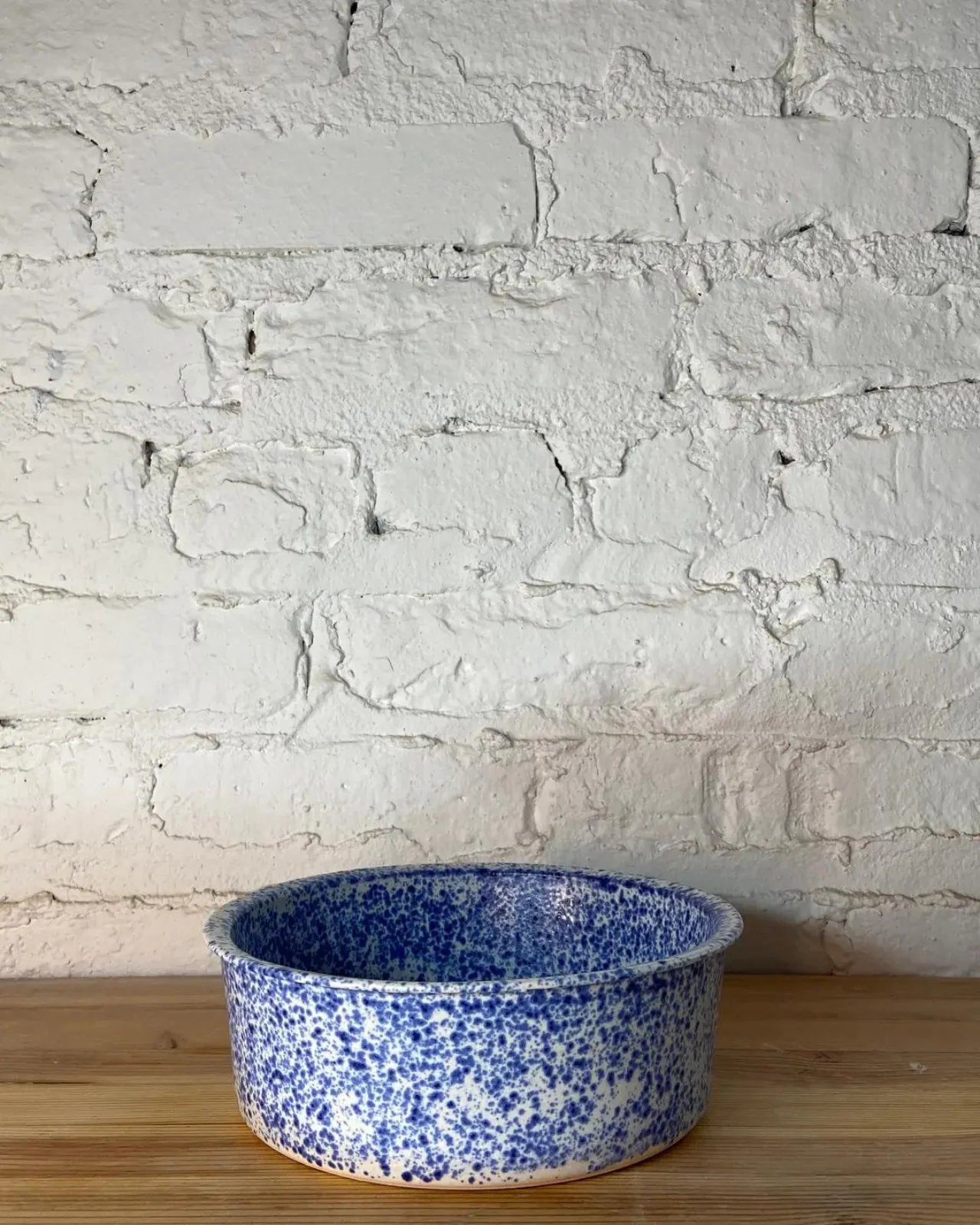 Handmade Ceramic Dog Bowl in Blue Speckle (Made in the USA) - Image 4