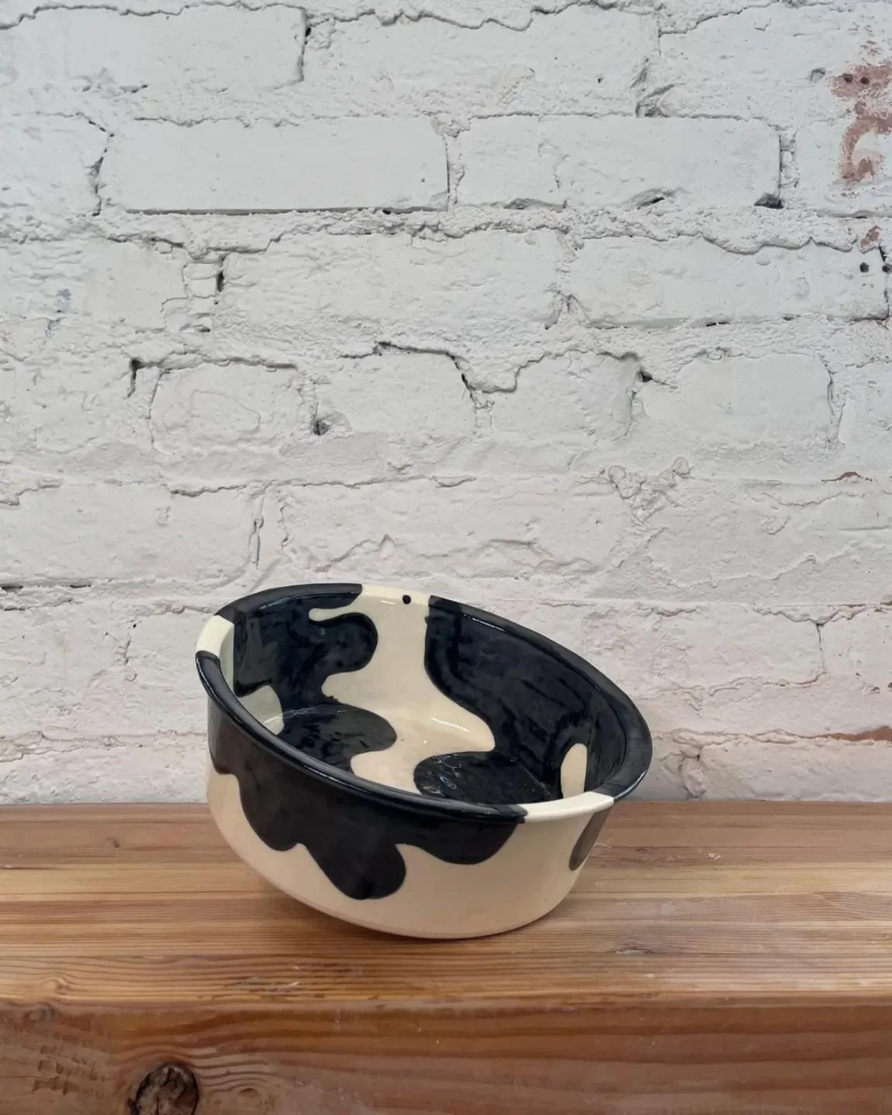 Handmade Ceramic Dog Bowl in Cow Print (Made in the USA) - Image 2