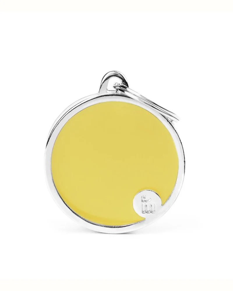 Handmade Circle Tag in Daffodil Yellow Custom Pet ID Tag - Image 4