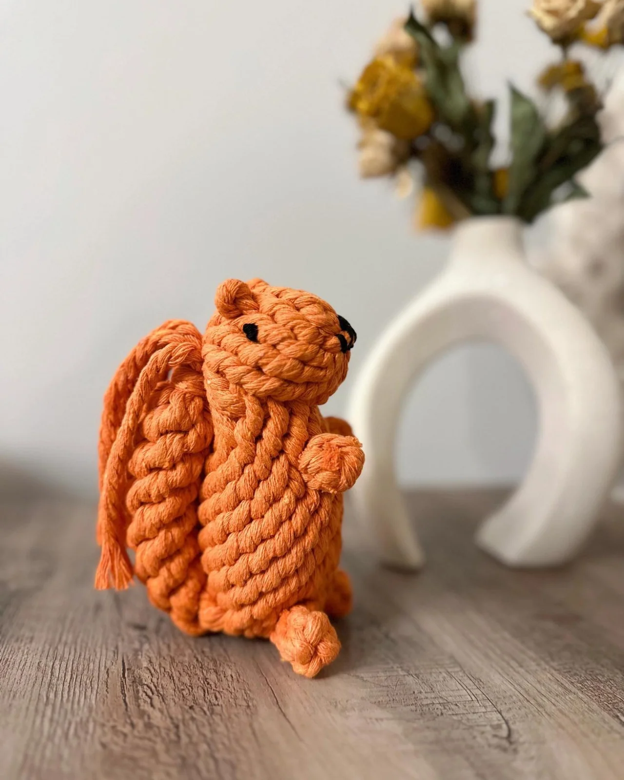 Handmade Eco-Friendly Oliver The Squirrel Rope Dog Toy - Image 4