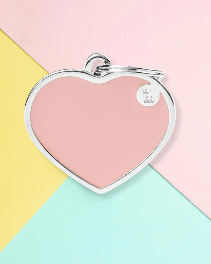 Handmade Heart Tag in Blush Pink Custom Pet ID Tag