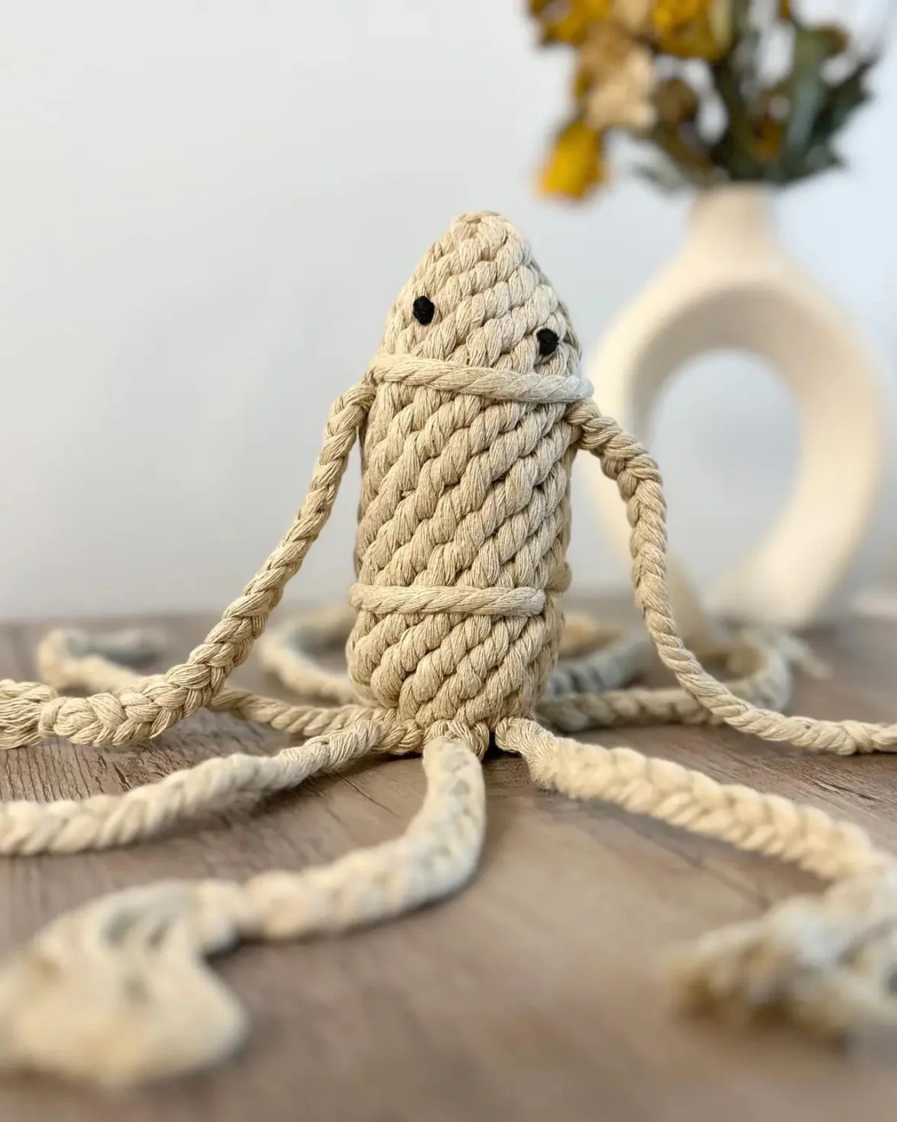 Handmade Sustainable Squid Dog Rope Toy - Image 2