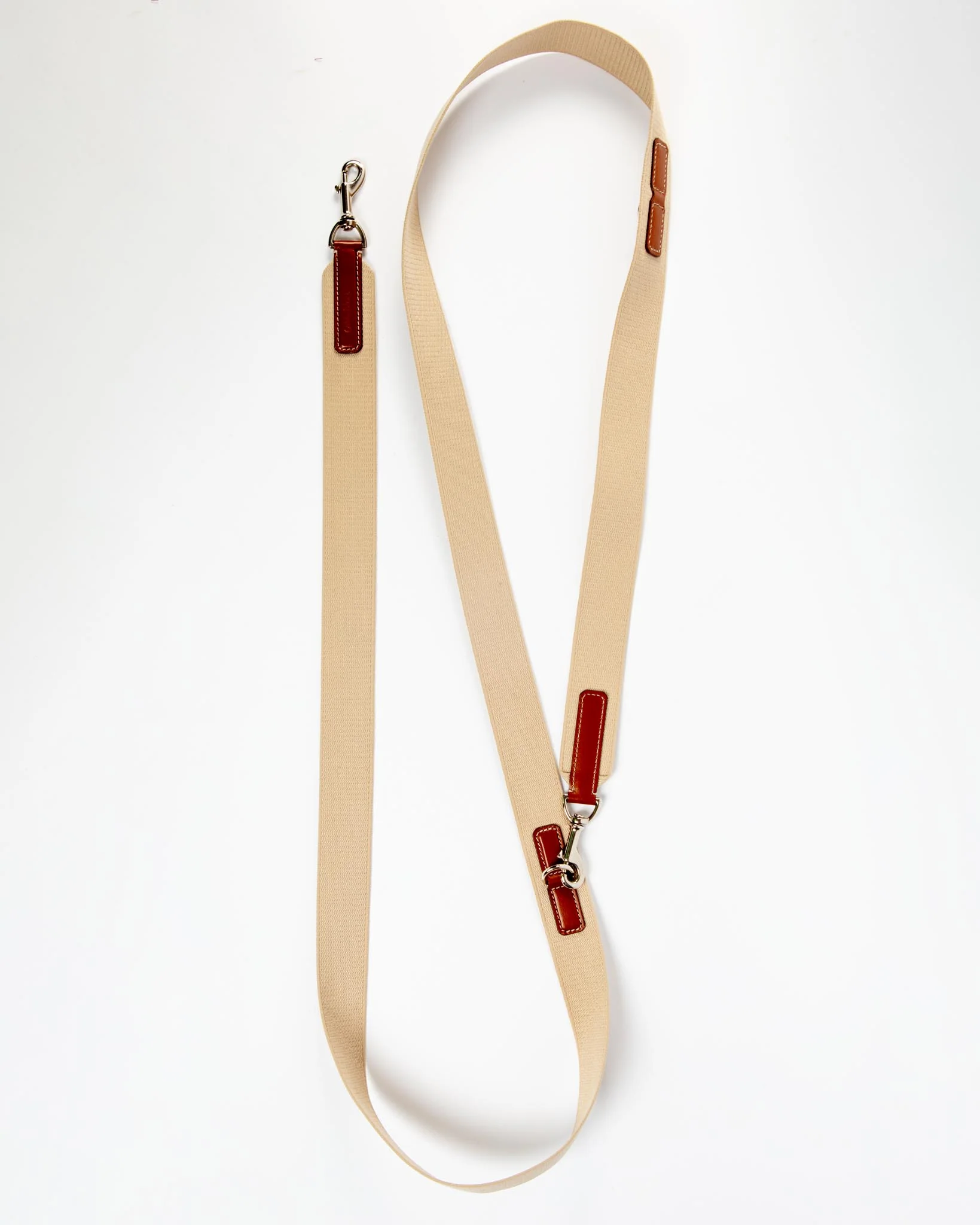 Hands-Free Textile Dog Leash in Tobacco Tan (Made in Italy)