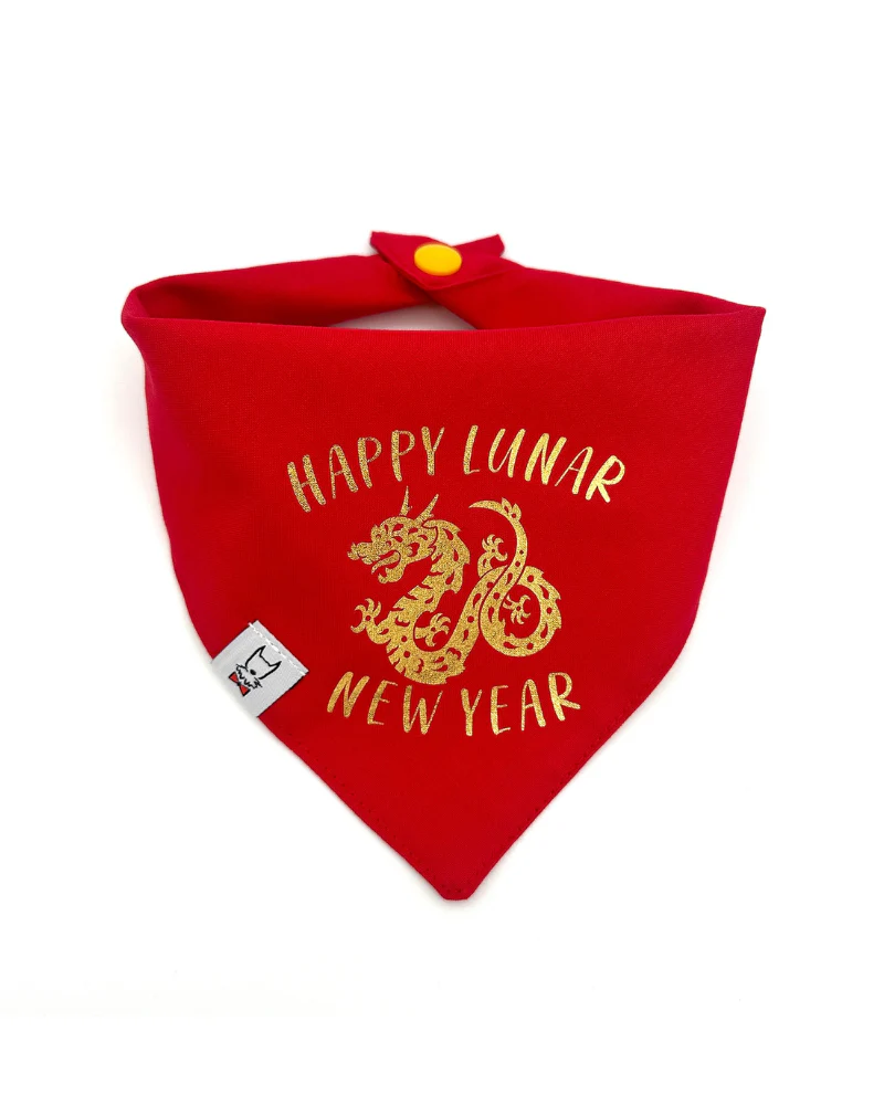 Happy Lunar New Year Dog Bandana (Made in the USA)