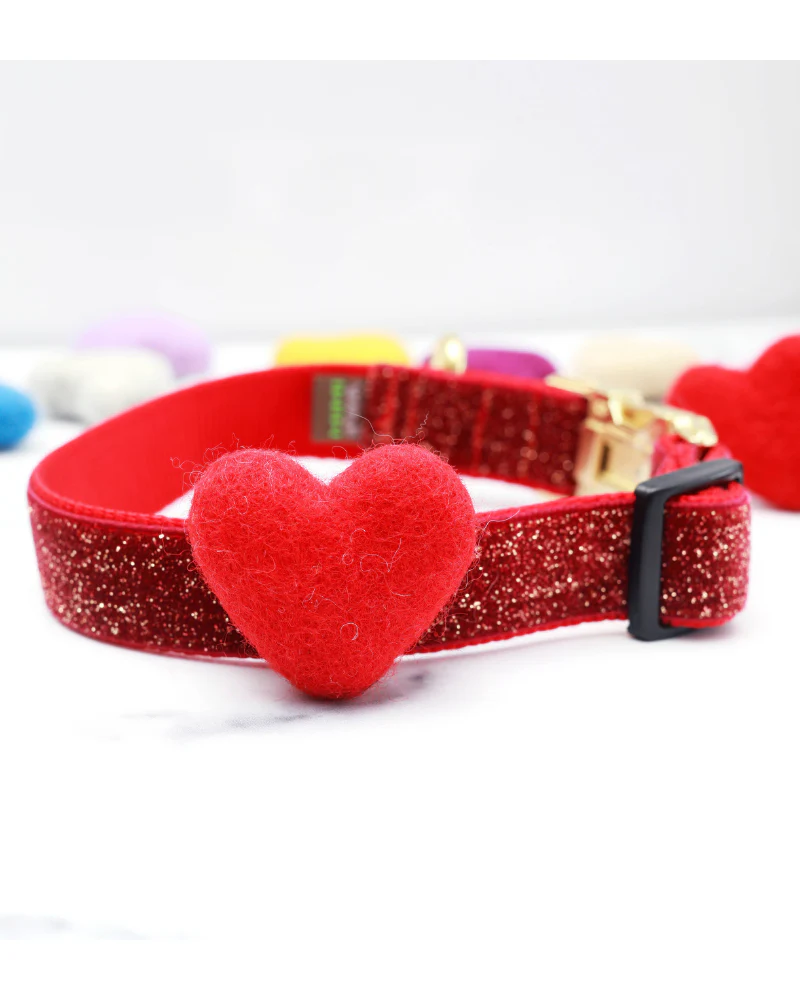 Heart Dog Collar Accessory in Red (Made in the USA) - Image 3
