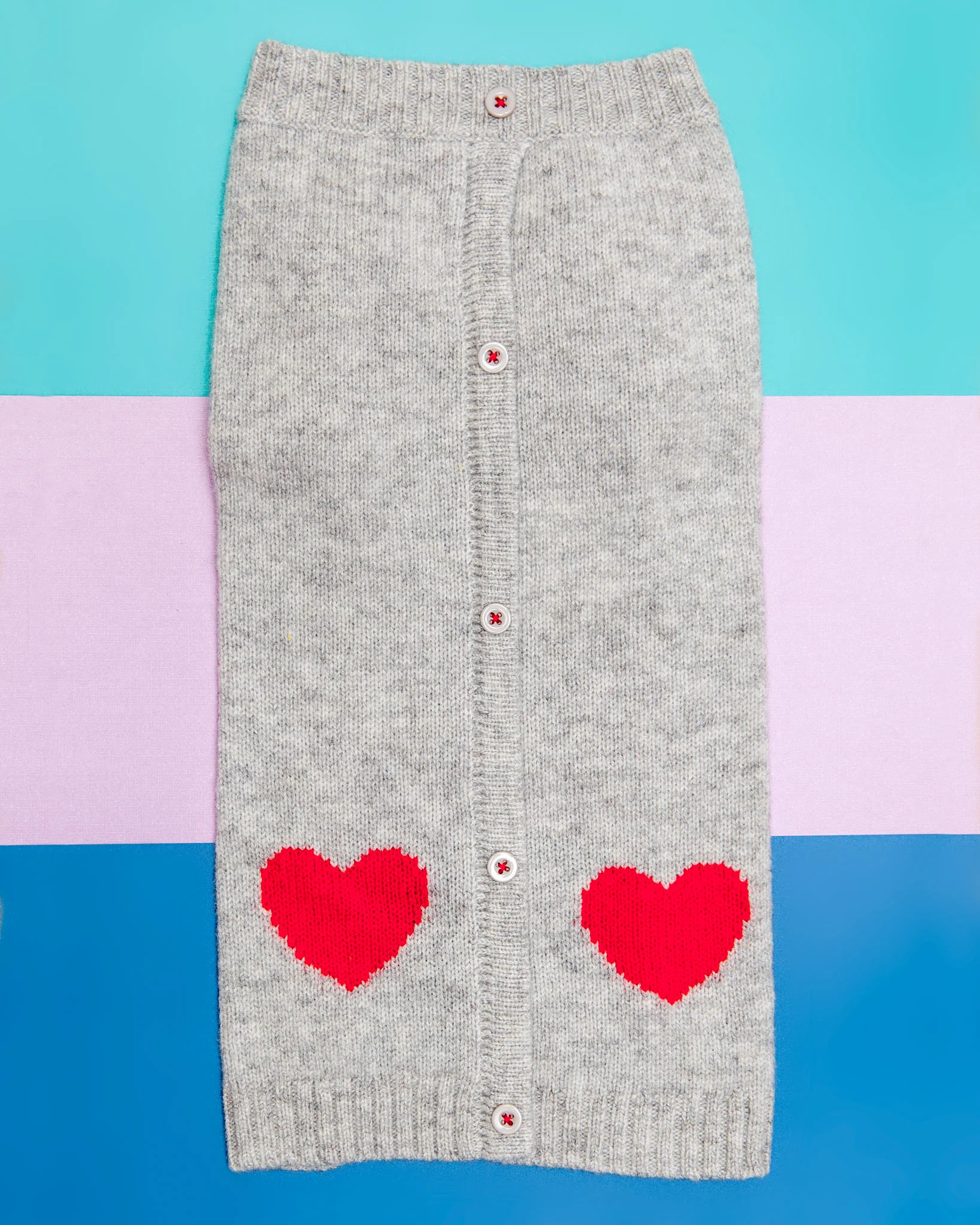 Heart Merino Wool Dog Cardigan Sweater in Grey (FINAL SALE) - Image 2