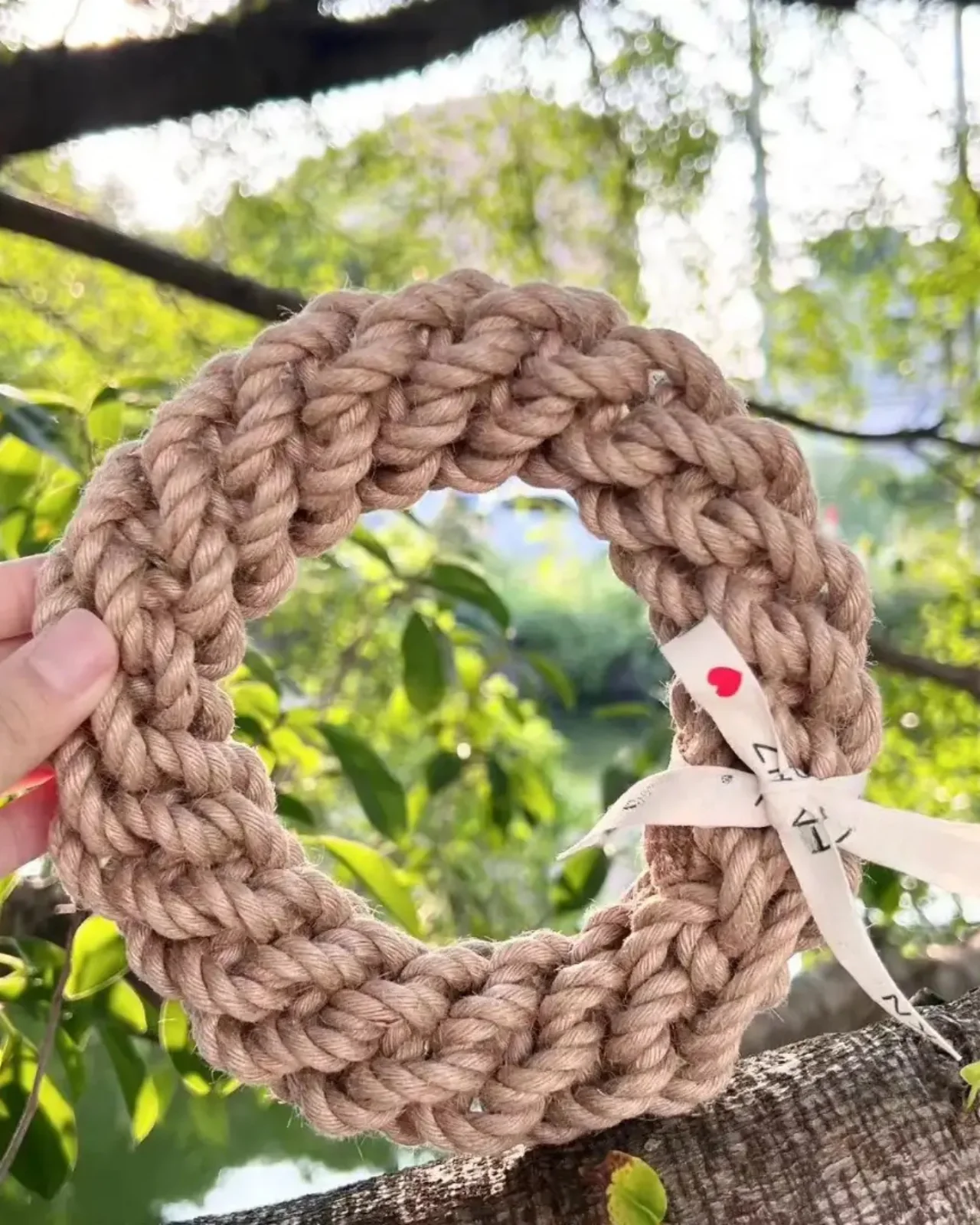 Natural Hemp Rope Ring Dog Toy - Image 2