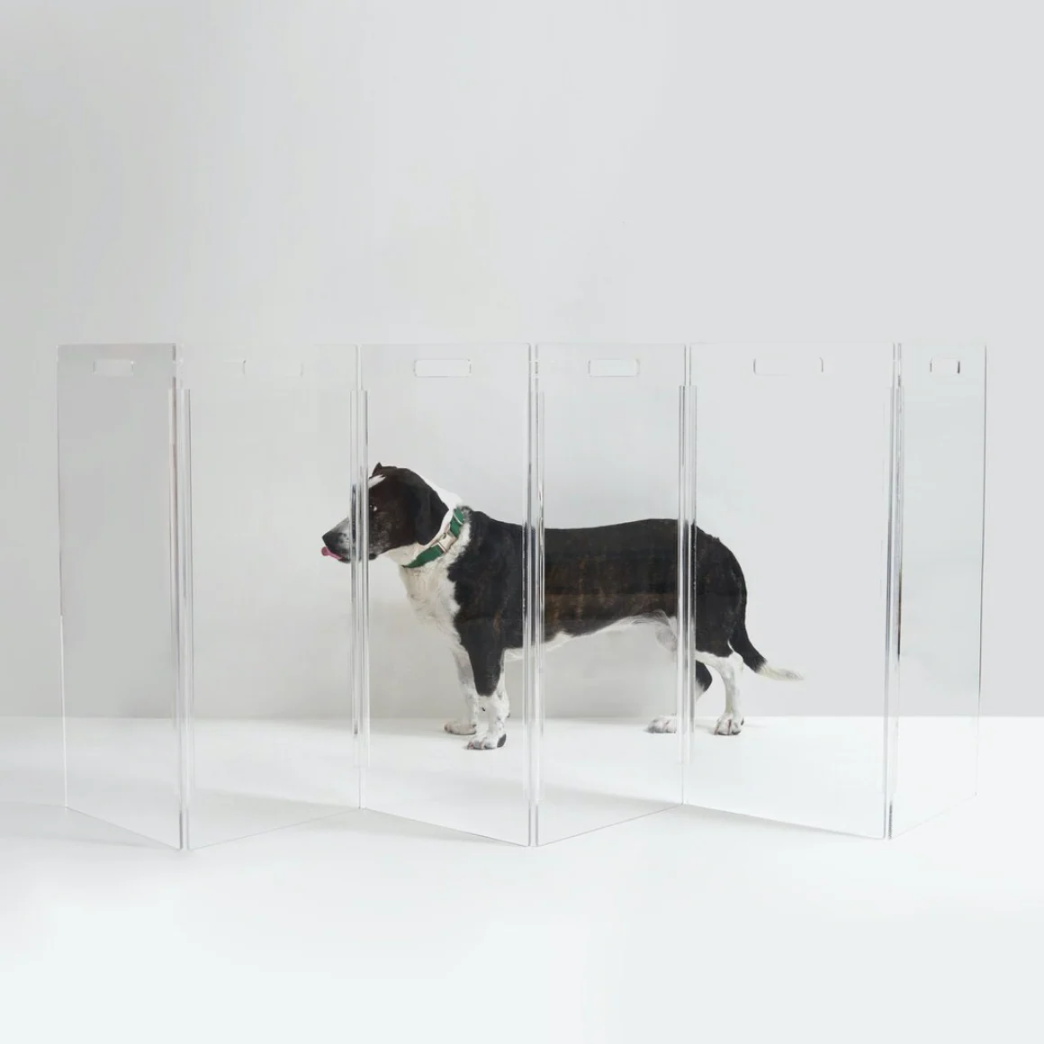 Clear Lucite Freestanding Zig-Zag Pet Gate (Made in the USA) (Direct-Ship) - Image 4