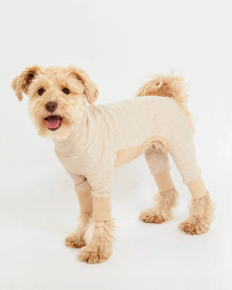 High-Neck Dog Onesie in Beige - Image 7