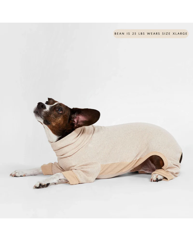 High-Neck Dog Onesie in Beige - Image 8