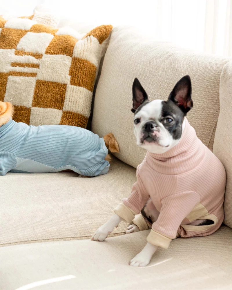High-Neck Dog Onesie in Blush Pink - Image 10