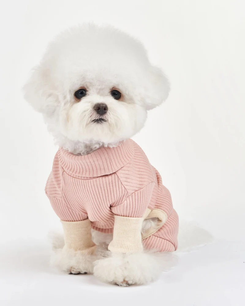 High-Neck Dog Onesie in Blush Pink - Image 2