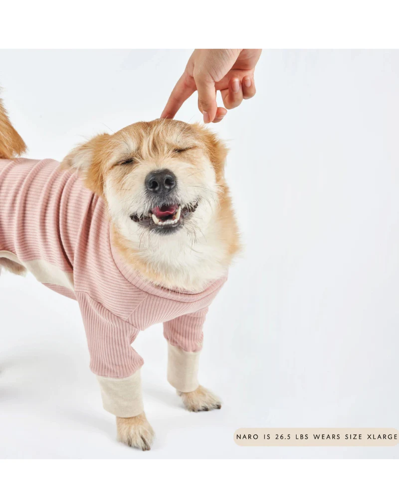 High-Neck Dog Onesie in Blush Pink - Image 3