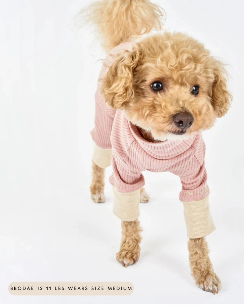 High-Neck Dog Onesie in Blush Pink - Image 4