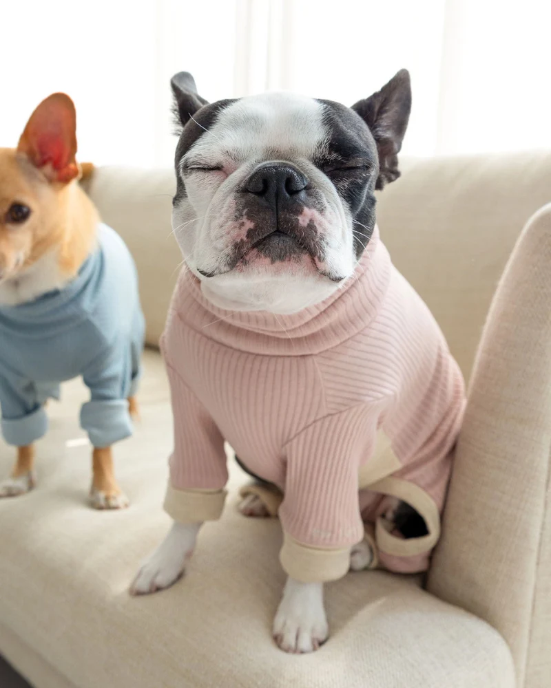 High-Neck Dog Onesie in Blush Pink - Image 6