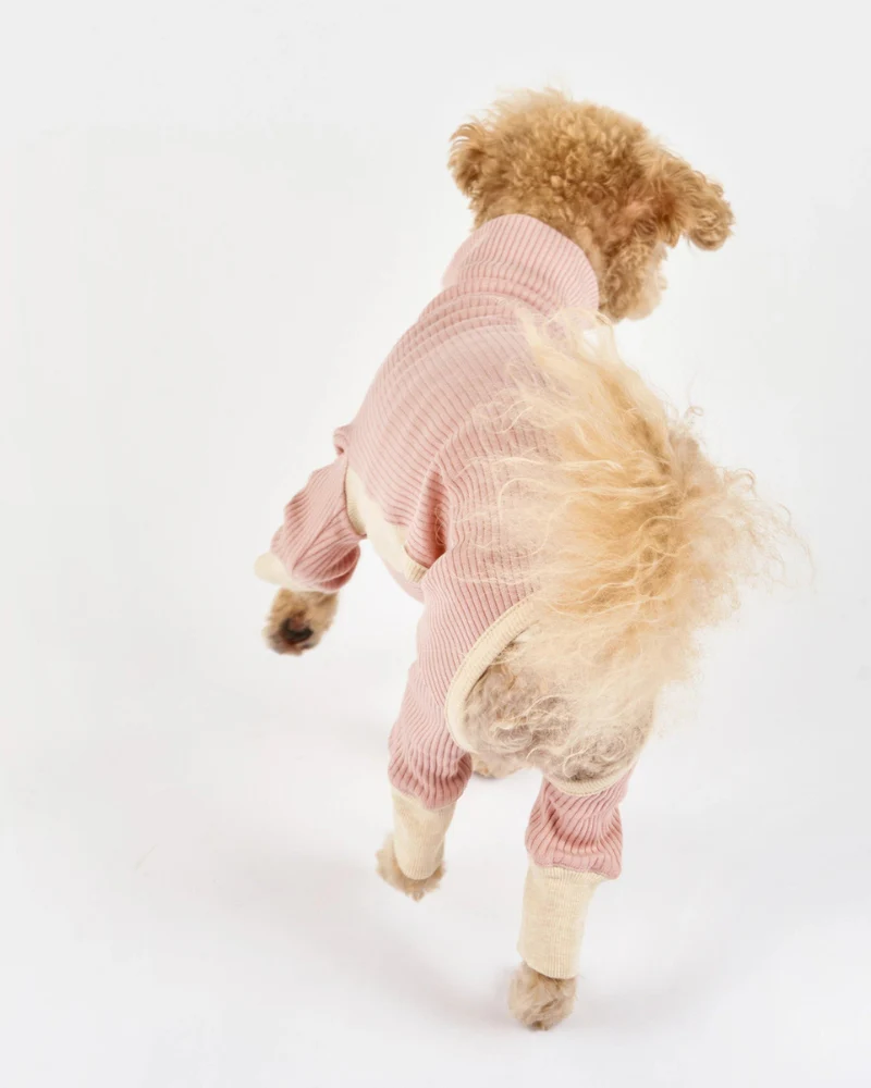 High-Neck Dog Onesie in Blush Pink - Image 9