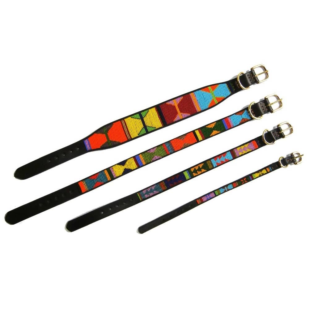 Hippo Circus Beaded Leather Dog Collar (FINAL SALE) - Image 3