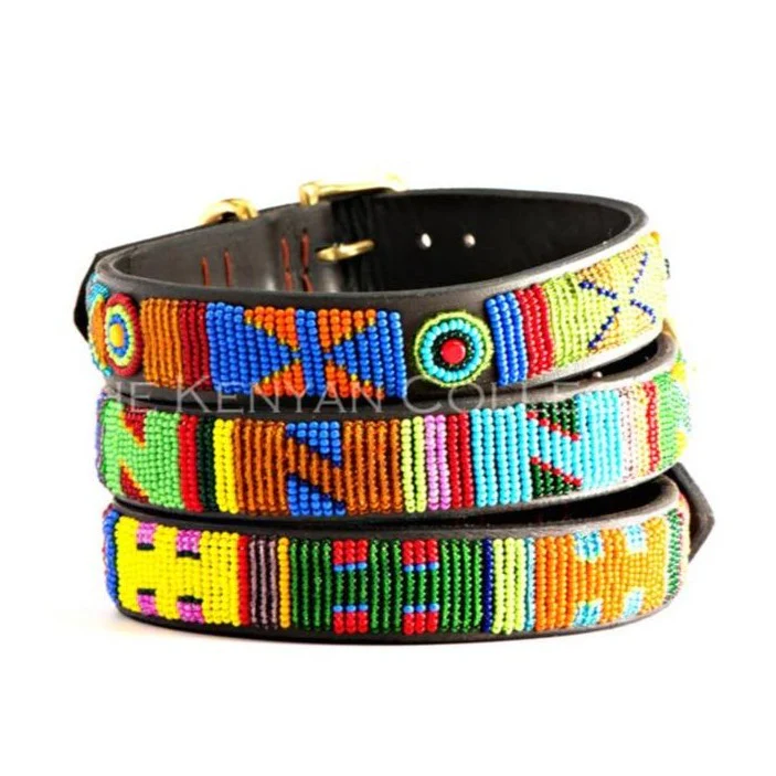 Hippo Circus Beaded Leather Dog Collar (FINAL SALE) - Image 4