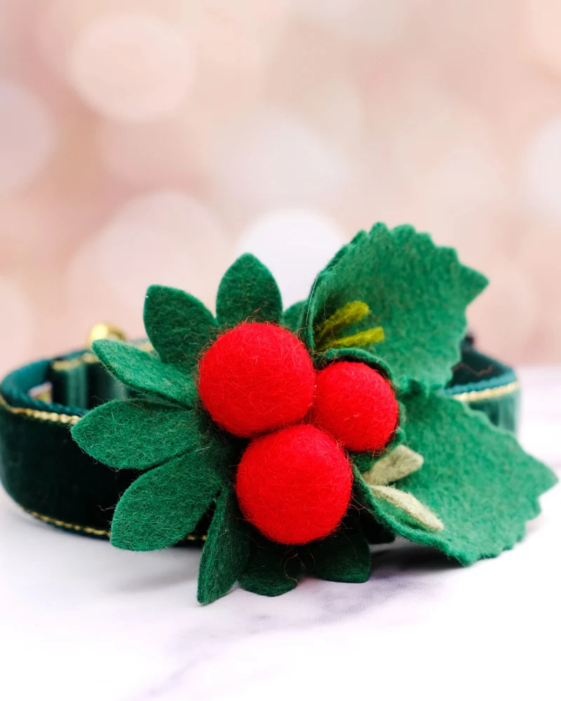 Holly Holiday Dog Collar Flower - Image 2