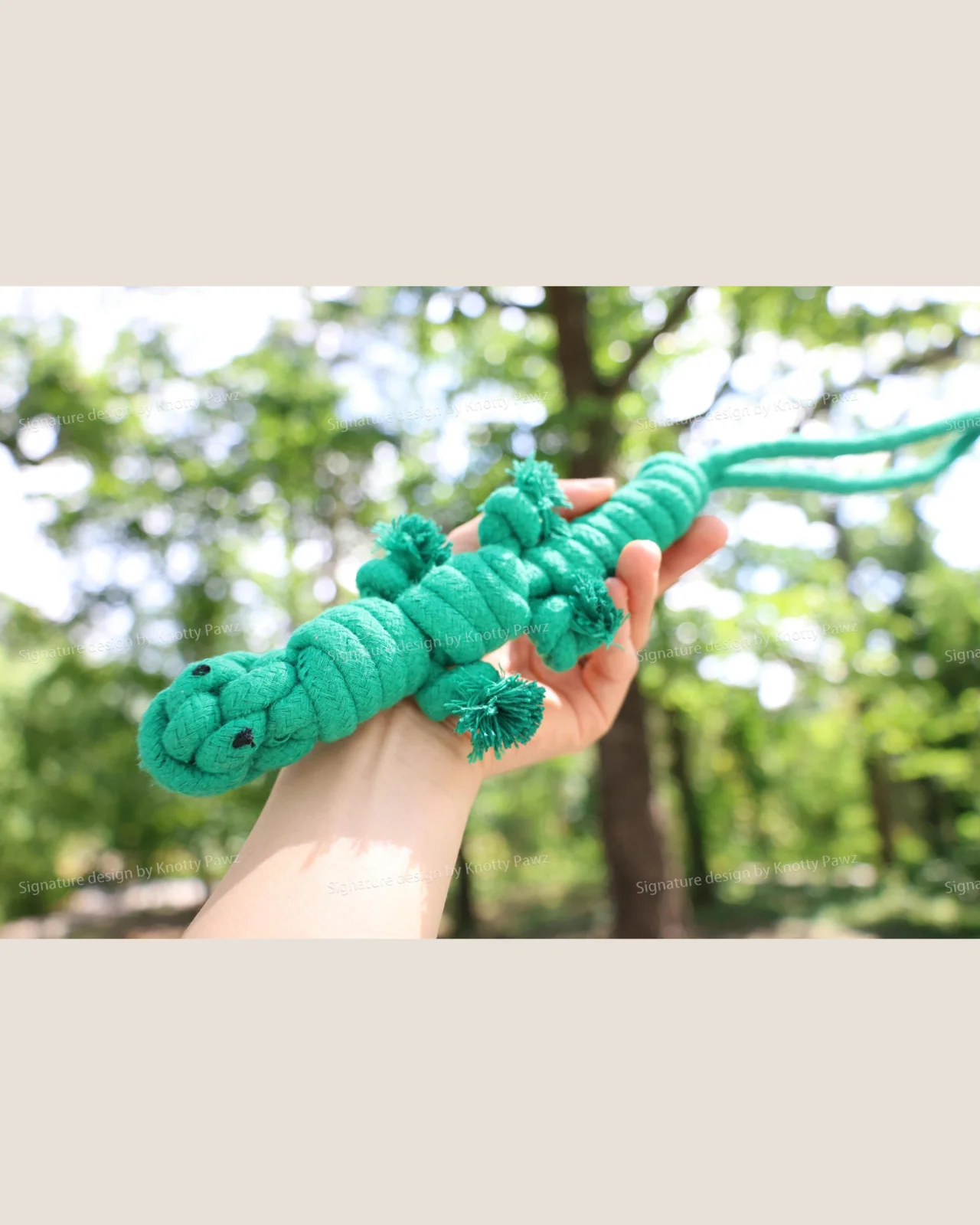 Eco-Friendly Green Lizard Dog Rope Toy - Image 4