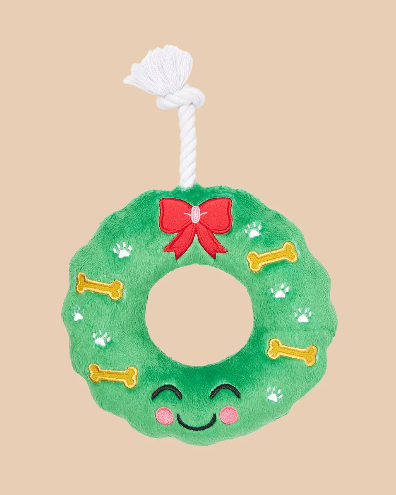 Happy Howliday Wreath Squeaky Dog Toy - Image 3