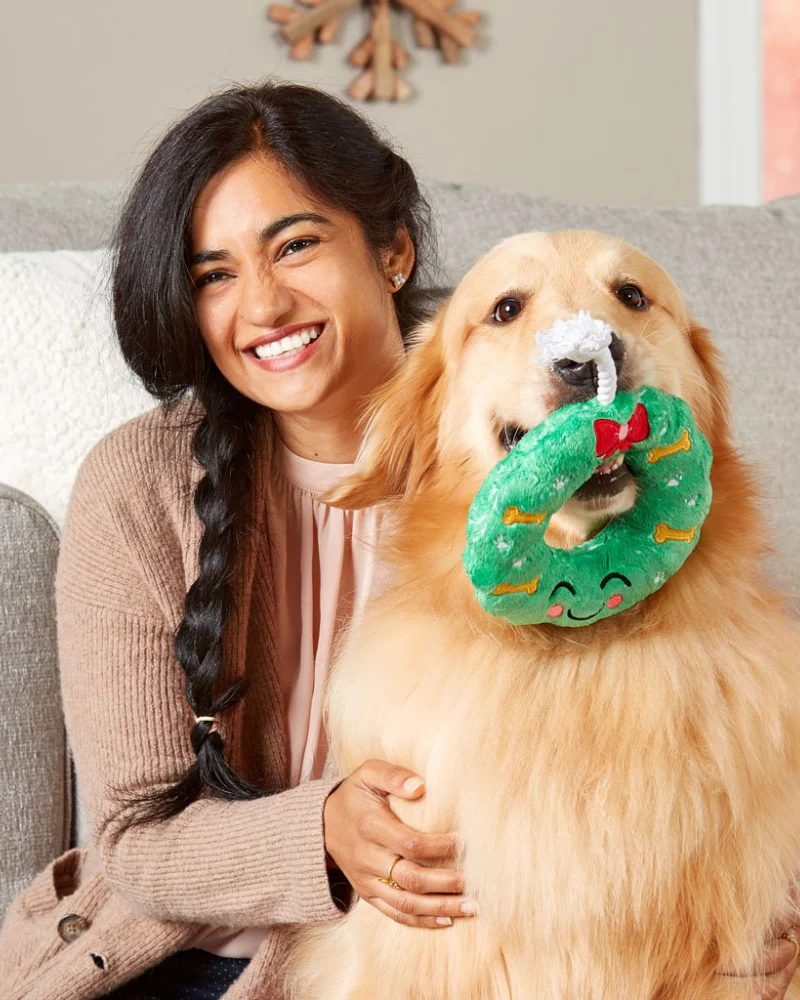Happy Howliday Wreath Squeaky Dog Toy - Image 4