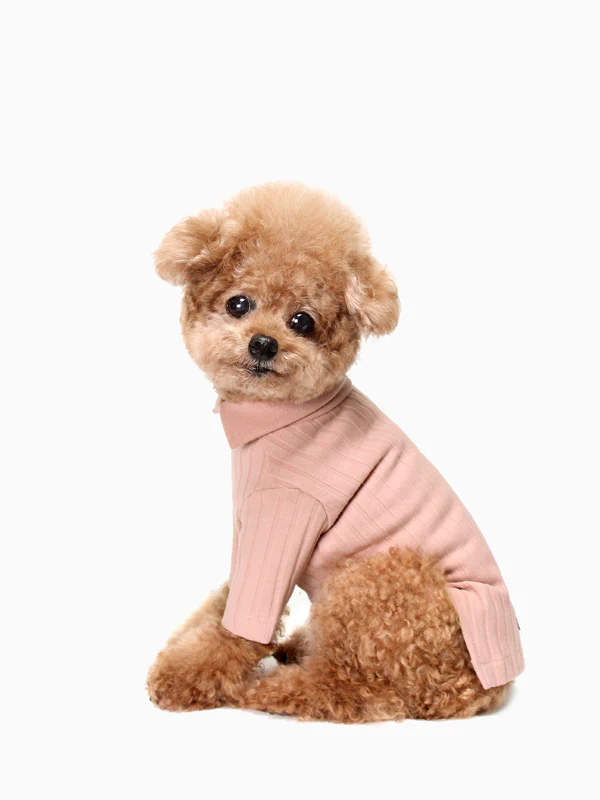 HUTS & BAY | Knit Collar Shirt in Pink - Image 2