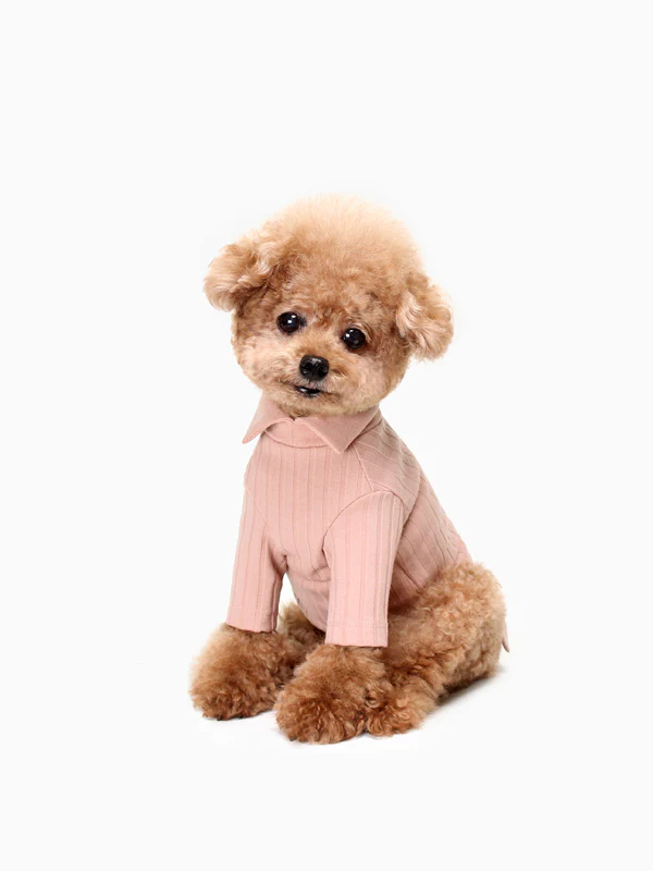 HUTS & BAY | Knit Collar Shirt in Pink - Image 3