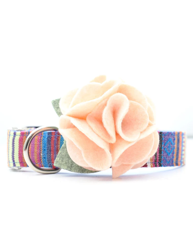 Hydrangea Flower Dog Collar Accessory in Wheat Fields (Made in the USA) - Image 3
