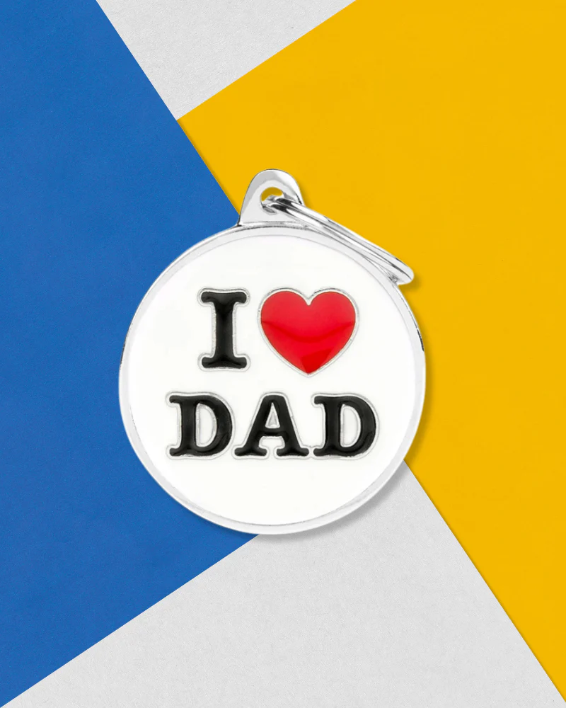 I Love Dad Custom Circle Pet ID Tag