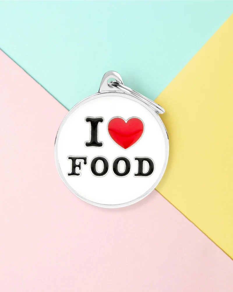 I Love Food! Custom Circle Pet ID Tag