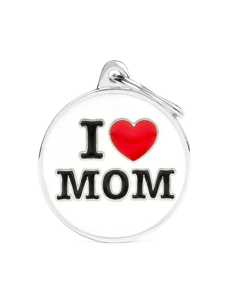 I Love Mom Custom Circle Pet ID Tag - Image 4