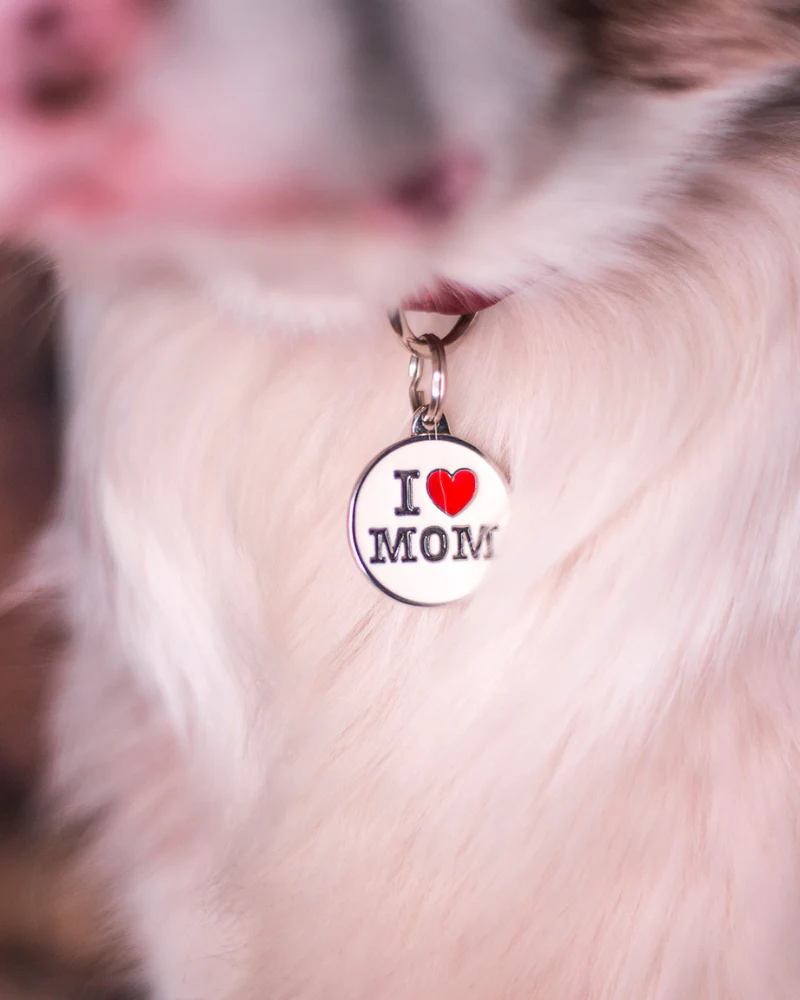 I Love Mom Custom Circle Pet ID Tag - Image 8