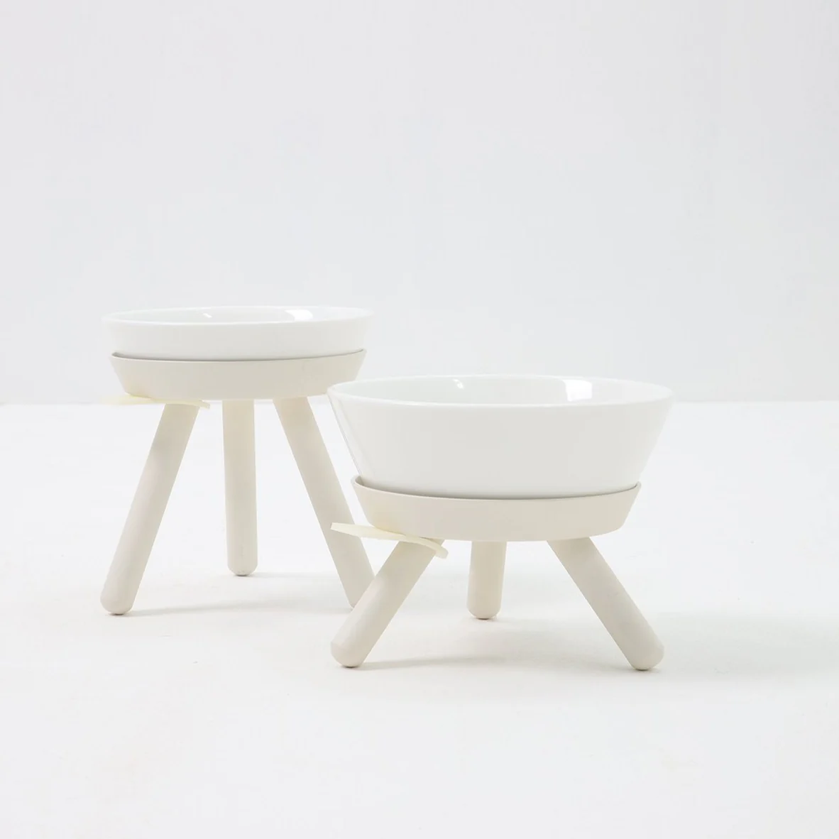 Elevated Oreo Ceramic Dog Bowl + Stand in White (Tall) - Image 3