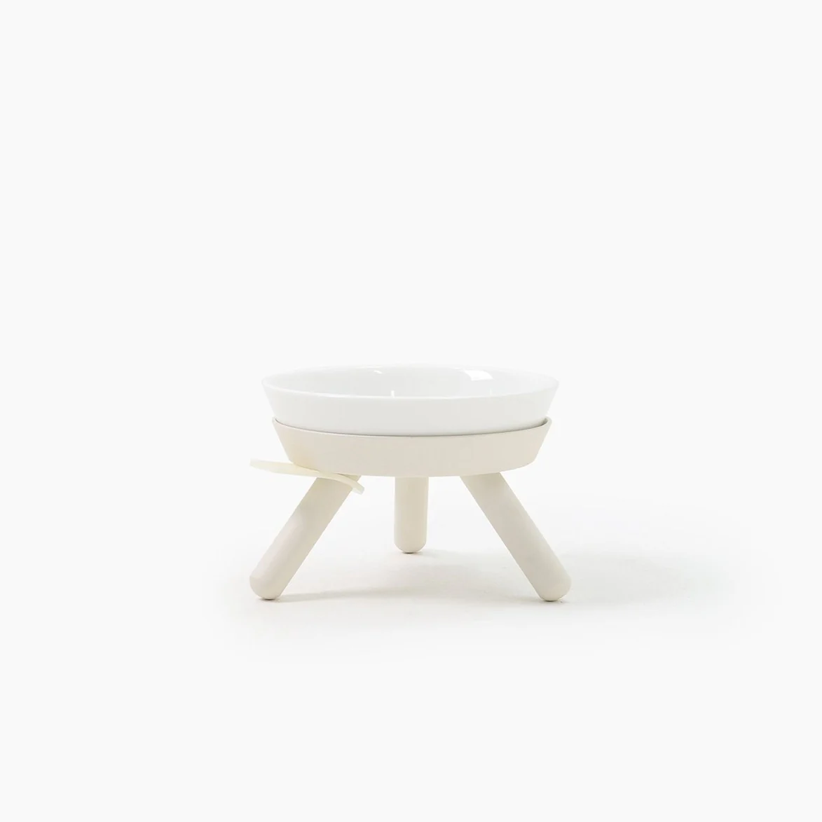 Elevated Oreo Ceramic Dog Bowl + Stand in White (Short)