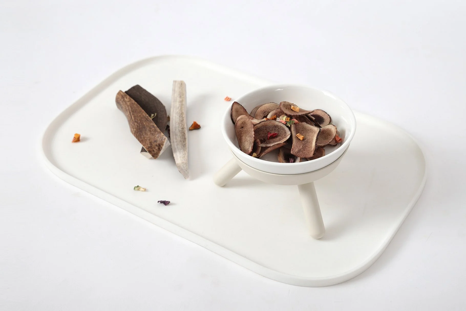 Elevated Oreo Ceramic Dog Bowl + Stand in White (Short) - Image 3