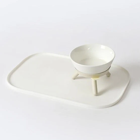 Elevated Oreo Ceramic Dog Bowl + Stand in White (Short) - Image 4