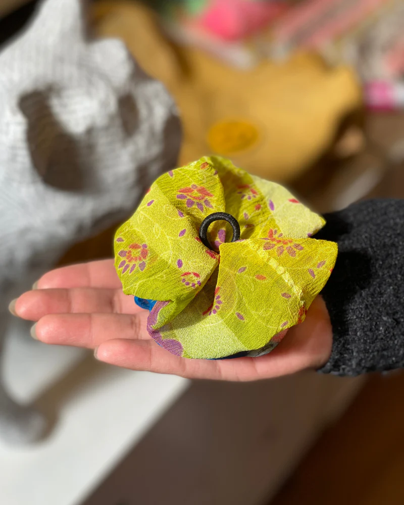 Upcycled Fabric Collar Flower - Assorted Colors<br>(FINAL SALE) - Image 3