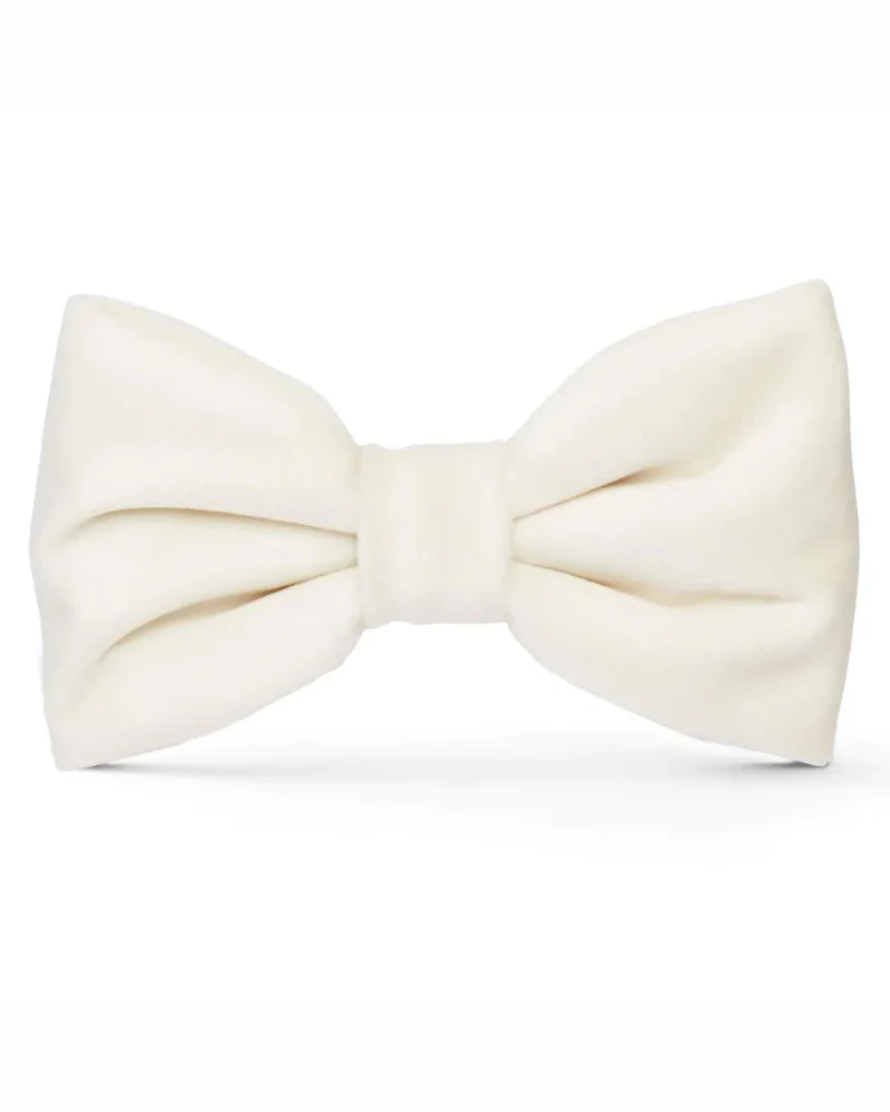 Ivory Velvet Dog Bow Tie (Made in the USA) (FINAL SALE) - Image 2