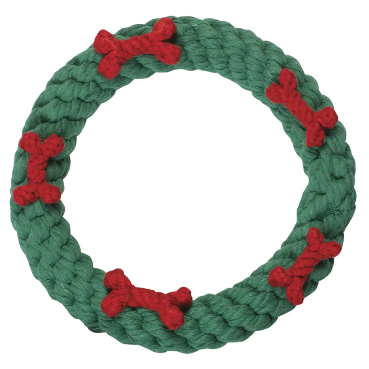 Green Ring Wreath Rope Dog Toy - Image 3